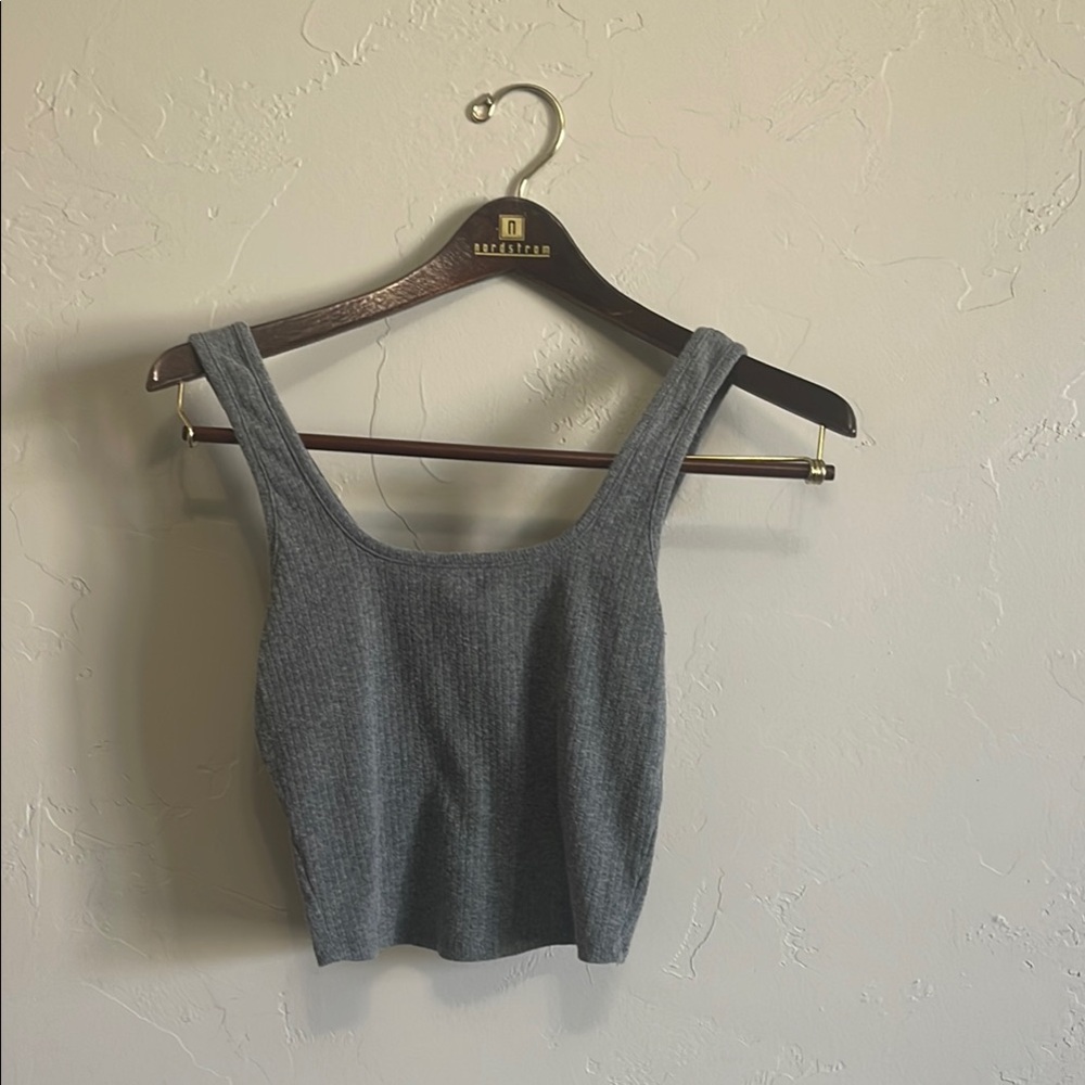 Gray Sleeveless Fitted Crop Tank Top Destined Brand
